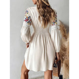 Daiiibabyyy  New Spot Cross-border European American Women's Clothing Amazon Fashion Women's Clothing V-neck Lace Long-sleeved Casual Skirt