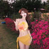 DAIIIBABYYY  -  Thai Casual Vacation Conservative Three-piece Swimsuit Women's High-end Pure Desire Small Parfum Style Separate Swimwear