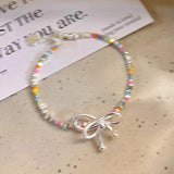 DAIIIBABYYY  -  Fashionable Colored Bead Bracelet Bow Female Niche High-End Personalized Design Sweet Versatile Temperament Sweet Cute Commuting