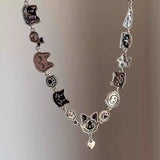 Daiiibabyyy  Cute Cartoon cat Star Heart Pendant Necklace 2025 Fashion Collarbone Chain Jewelry for Women Girls
