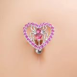 Daiiibabyyy Women Sexy Body Jewelry Spider Heart Belly Button Ring Navel Piercing Reversed Curved Bar Surgical Steel Navel Ring