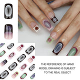 Daiiibabyyy  24pcs French Style Smudging False Nails Mid-length Square Shaped Fake Nail Full Cover Sweet Cool Wearable Press On Nail For Girl