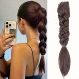Daiiibabyyy  Synthetic Claw Clip On Braid Ponytail Hair Extensions Heat Resistant Long Handmade Braided Pony Tail Hair Piece For Women Daily