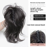 DAIIIBABYYY  -  High Top Ponytail Hair Extension Mermaid Curl Short Tail Clip on Fake Hair for Women Asian Fiber Tail Hair Extensions