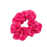 DAIIIBABYYY  -  Pink plaid pleated intestine ring hair ring size version temperament fabric head flower ponytail hair rope Korean version new
