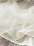Daiiibabyyy  Early Fall Floral Print Ruffle Mesh Skirt Women Irregular Flowy A-line Midi Skirt for Travel, Beach, Shopping