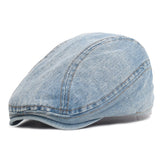 Daiiibabyyy  Four Seasons Denim Solid Newsboy Caps Men Washed Flat Peaked Cap Women Painter Beret Hats