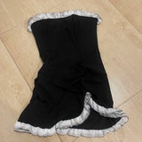 DAIIIBABYYY  -  Y2K Black Lace Mini Dress Harajuku Sexy White Lace Raw Edge Tube Tops Goth Hot Girl Slim Hip Skirt Vintage Dress Womens Clothing