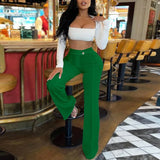Daiiibabyyy  Women Pants High Waist Straight Trousers Cotton Wrinkle Free Wide Leg Pants Solid Color Beige Black Green Lilac Rust Pants