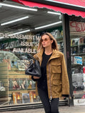 DAIIIBABYYY  -  Women Casual Solid Windbreaker Jacket Fashion Lapel Single Breasted Big Pocket Overcoat 2024 Autumn Winter Commute Outerwear