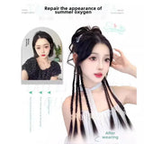 DAIIIBABYYY  -  Women's Natural Flower Bud Hair Bun Fake Braid Dragon Beard Half up Braided Punch Style Synthetic Fiber Tail Asian Hair Extensio