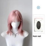 DAIIIBABYYY  -  Pink Full Head Wig Short Straight Hair Lolita Style Cosplay Women's Group Shoulder Length Universal Fit Women's Hairpiece