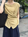 DAIIIBABYYY  -  Summer New Top Casual and Unique Irregular Crossed Tank Top Ma Fei Fei Sleeves Small Shirt