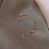 DAIIIBABYYY  -  Japan Korea Moon Star Bracelet For Women Fashion Designer Pink Crystal Pearl Chain Bracelet Girls Sweet Jewelry Party Gift