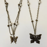 DAIIIBABYYY  -  Retro distressed butterfly necklace multi-layer stacking female niche design clavicle necklace
