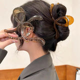 Daiiibabyyy  13cm Large Hair Clip For Thick Hair Claws Crab Girls Curly Transparent Coffee Hairpin Clamps Women Korean Ponytail Accessories