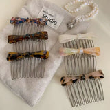 Daiiibabyyy  Teeth Acetic Acid Bow Hair Comb Barrettes Styling Tool Bowknot Hairpin Fixed Combs Korean Style Headwear Anti Slip Bangs Clip