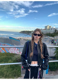 DAIIIBABYYY  -  American Retro Patchwork Graphic T Shirts Woman Clothing One Shoulder Long Sleeve 2000s Clothes Y2k Spring Autumn Tops