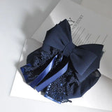 Daiiibabyyy  Professional Ribbon Ruffled Edges Hair Net Sweet Flower Bow Snood Headwear Ponytail Clip Hairgrips Cover Net Waiter