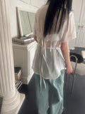 DAIIIBABYYY  -  Sun Protection 2 Piece Sets Women See Through Harajuku Single Breasted Shirt + Streetwear Crop Vest Y2k Aesthetic Outfits Suit