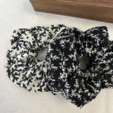 DAIIIBABYYY  -  Wholesale French Retro Black And White Floral Elastic Scrunchie Simple Fashion Fabrics Hair Rope Hair Accessories