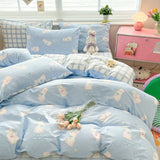 DAIIIBABYYY  -  New Little Fresh Pure Cotton Four Piece Set with 40 Thread Count All Cotton Bedding Ins Bed Sheet and Quilt Set with 4