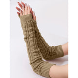 Daiiibabyyy  2PCS Women's Knitted Arm Warmers Gloves: Cable - Knit Design, Fingerless, Warm & Stylish For Autumn, Winter, Daily Wear, Office