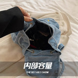 Daiiibabyyy  Korean Style Denim Mochilas Mujer Bucket Mochilatrendy Casual Durable Bag Daily Using Shopper Bolsas New Young Backpack