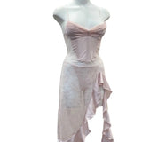 Daiiibabyyy  Sexy Black Lace High Waist Nightgowns Side Split Suspender Dress Design Sense Spice Girl Skinny Slim Perspective Long Nightdress