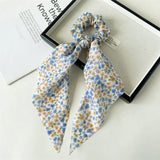 Daiiibabyyy  New Fashion Pastoralism Print Bow Scrunchies Hair Ribbon For Women Elastic Hair Band Girls Horsetail Hair Ties Hair Accessories