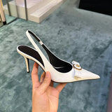 Daiiibabyyy  Handmade Slim Heel High Heels Women Size 32-45 French Style Pointed Toe Bow Low Cut Boutique Shoes Summer