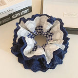 Daiiibabyyy  1pc New lace plaid large intestine loop simple ponytail temperament headband casual meatball headband