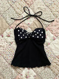 Daiiibabyyy  American Style Sweet Spicy Retro Vintage Polka Dot Hanging Neck Style Tank Vintage Hot Girl Niche Strapless Top Ins
