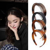 Daiiibabyyy  Leopard Print Wide Tooth Hair Headband Teeth for Women Non Slip Resin Hair Hoop Styling Hair Accessories for Thick Thin Hair