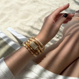Daiiibabyyy  5Pcs Fashion Rice Beaded Bracelet Set For Women Y2K Ethnic Bohemian Stackable Elastic Bangle Charms Wrist Strap Jewelry Gift