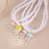 Daiiibabyyy  French Jellyfish Pearl Pendant Necklace for Women Luxury Exquisite Sweet Colorful Necklace Versatile Marine Jewelry