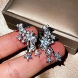 Daiiibabyyy  New Design Five-pointed Star 925 Silver Needle Earrings Shiny AAA Zircon Clip Earring Ear Accessories For Women