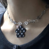 Daiiibabyyy  Y2K Jewelry Swirl Chain Polka Dot Flower Pendant Necklace for Women Kawaii 90s Aesthetic Fashion Korean Punk Necklace Accessorie