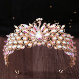 Daiiibabyyy  Luxury Peacock Crystal Rhinestone Tiaras Party Pageant Wedding Crowns Headbands Costume Hair Dress Jewelry Accessories