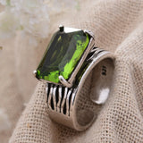 DAIIIBABYYY  -  New Arrival Trendy Natural Green Crystal Thai Silver Ladies Ring Jewelry For Women Wedding Gifts