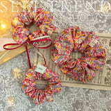 DAIIIBABYYY  -  French Fashion Plaid floralScrunchies for Hair  bow ribbon French girlish ponytail tie hair accessory versatile Hair ties