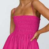 DAIIIBABYYY  -  Spring and Autumn New Women's Clothing Fashion Temperament High Waist Suspender Cotton and Linen Dress