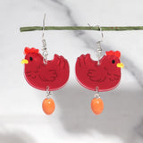 Daiiibabyyy  Funny Colorful Acrylic Hen Egg Drop Earrings for Women Lovely Cartoon Animals Dangle Earring Easter New Jewelry Gifts