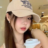 Daiiibabyyy  New Hats Sweet Cool Style Summer Sun Hats American Three Flower Baseball Cap For Women Korean Version Trendy Brand Hat For Men