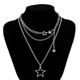 DAIIIBABYYY  -  Trendy Y2K Star Pendant Necklace Simple Multi layered Metal Chain Necklace Women's Charm Statement Jewelry Gifts
