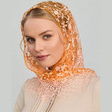 Daiiibabyyy  Simple Floral Printed Lace Triangle Scarf Embroidered Ethnic Style Lace Head Scarf for Women Lightweight Scarf Accessories