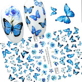 Daiiibabyyy New Holographic Butterfly Stickers Blue Nail Sticker Decals Self-adhesive Design Stickers Ins Style Manicure Nail Art Decoration