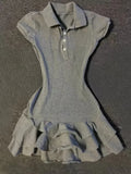 Daiiibabyyy  Summer Harajuku A-Line Ruffled Dress Women Vintage Turn Down Collar Button Grunge Dresses Y2k Aesthetic Solid Mini Vestidos
