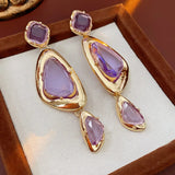Daiiibabyyy  Vintage Irregular Earrings for Women Silver Needle Oval Tassel Drop Earring Light Luxury High-end Retro Jewelry Gifts