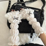 DAIIIBABYYY  -  Lolita Jk Lace Fingerless Gloves Women Bow Kawaii White Lace Sleeve Cover Ballet Strap Y2K Cosplay JK Clothing Accessories